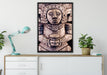 kleine Maya Skulptur auf Leinwandbild gerahmt verschiedene Größen im Wohnzimmer