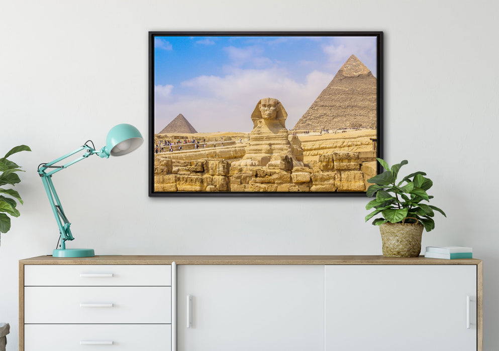 Große Sphinx von Gizeh auf Leinwandbild gerahmt verschiedene Größen im Wohnzimmer