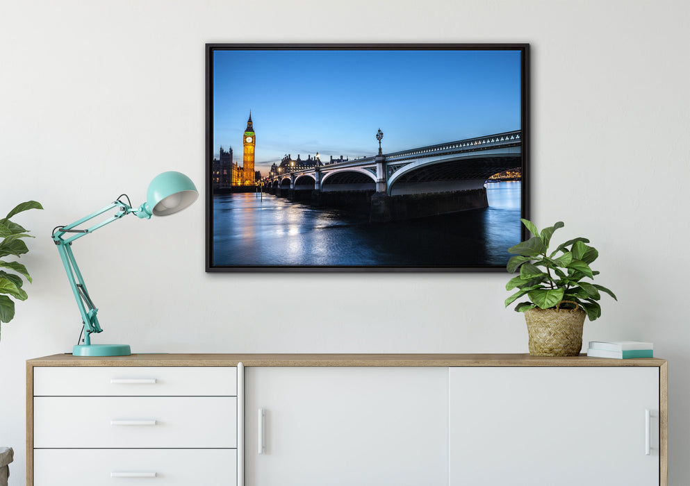 Westminster Bridge Big Ben auf Leinwandbild gerahmt verschiedene Größen im Wohnzimmer
