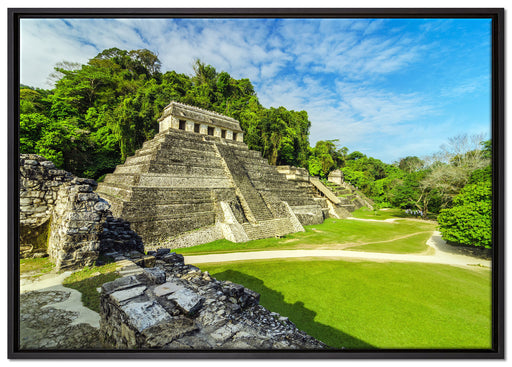 Maya Pyramiden aus Palenque auf Leinwandbild gerahmt Größe 100x70