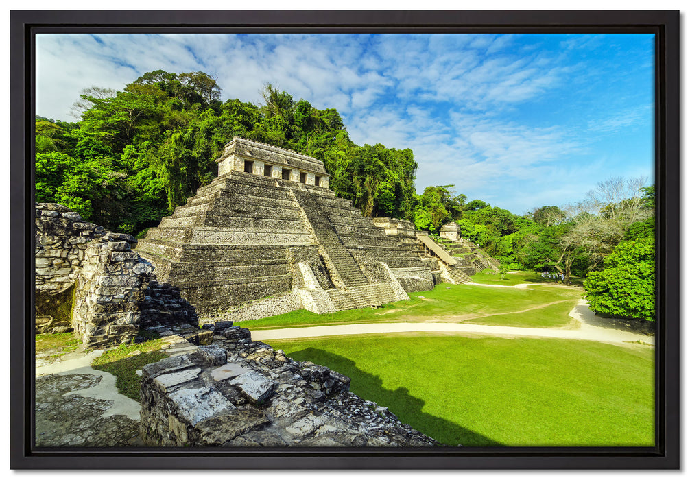 Maya Pyramiden aus Palenque auf Leinwandbild gerahmt Größe 60x40