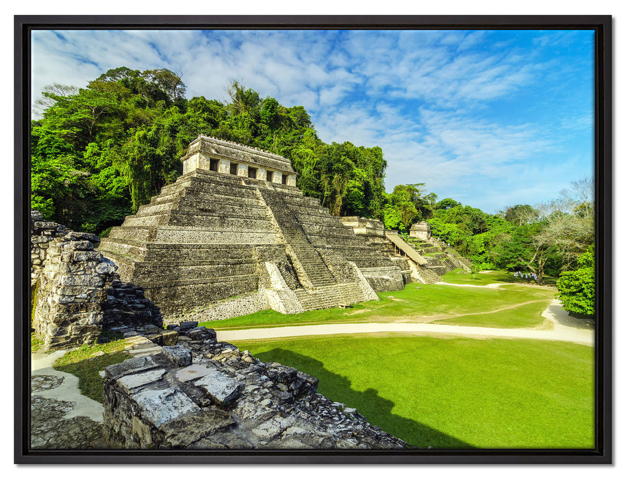 Maya Pyramiden aus Palenque auf Leinwandbild gerahmt Größe 80x60