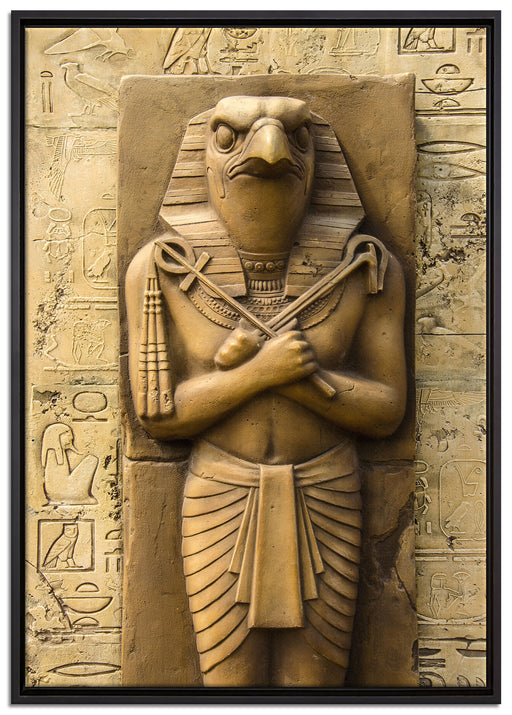 Ägyptischer Gott Horus auf Leinwandbild gerahmt Größe 100x70