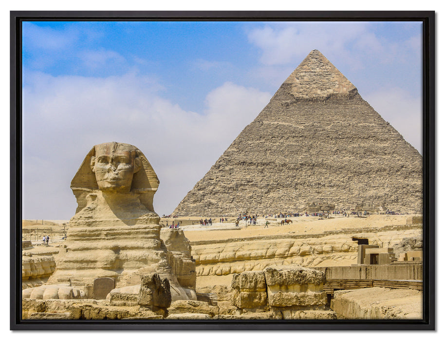 Sphinx von Gizeh mit Pyramide auf Leinwandbild gerahmt Größe 80x60