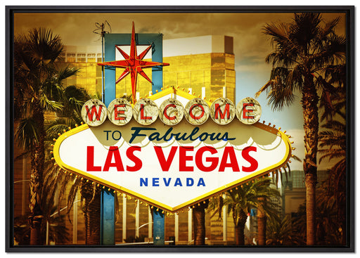 Las Vegas Ortseingangsschild auf Leinwandbild gerahmt Größe 100x70