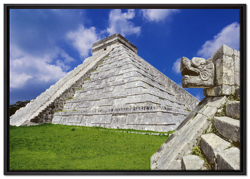 Schöner Maya Tempel in Mexiko auf Leinwandbild gerahmt Größe 100x70