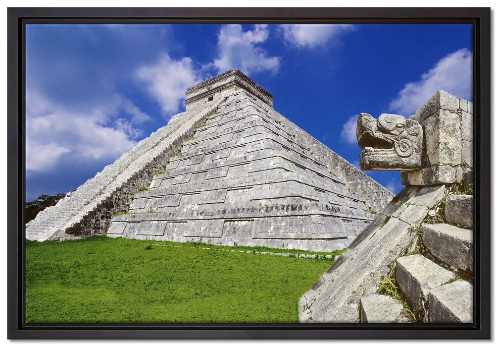 Schöner Maya Tempel in Mexiko auf Leinwandbild gerahmt Größe 60x40
