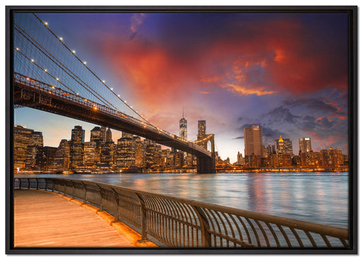 Brooklyn Bridge Park New York auf Leinwandbild gerahmt Größe 100x70