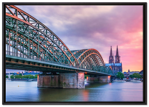 Hohenzollernbrücke in Köln auf Leinwandbild gerahmt Größe 100x70