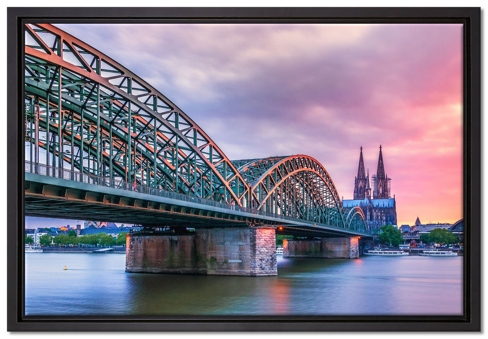 Hohenzollernbrücke in Köln auf Leinwandbild gerahmt Größe 60x40