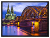 Hohenzollernbrücke bei Nacht auf Leinwandbild gerahmt Größe 80x60