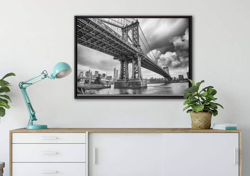 Manhattan Bridge New York auf Leinwandbild gerahmt verschiedene Größen im Wohnzimmer