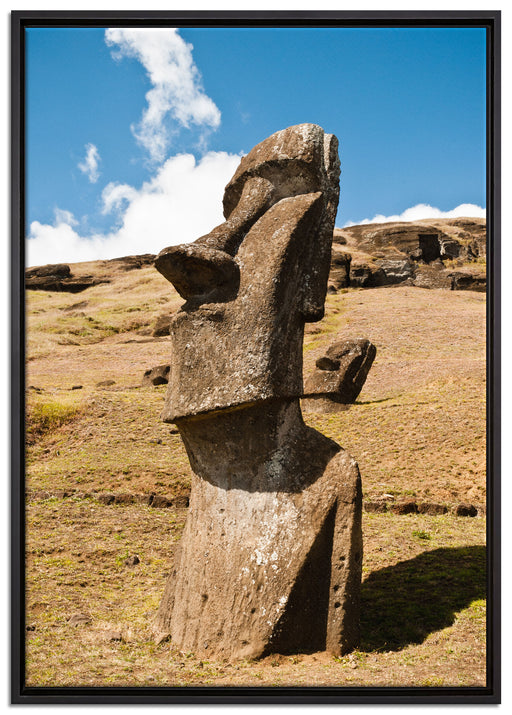 Moai Statue auf den Osterinseln auf Leinwandbild gerahmt Größe 100x70