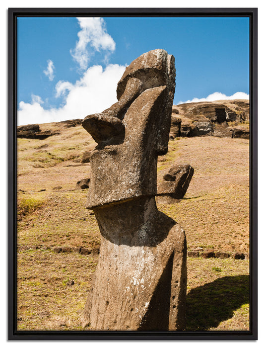 Moai Statue auf den Osterinseln auf Leinwandbild gerahmt Größe 80x60