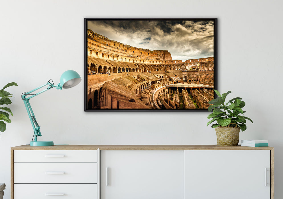 Colloseum in Rom von innen auf Leinwandbild gerahmt verschiedene Größen im Wohnzimmer