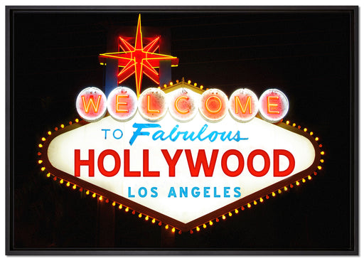 Hollywood Ortseingangsschild auf Leinwandbild gerahmt Größe 100x70