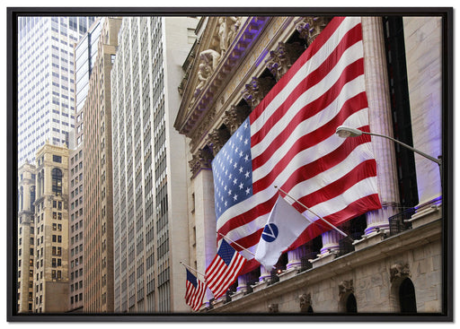 Amerikanische Flagge in New York auf Leinwandbild gerahmt Größe 100x70