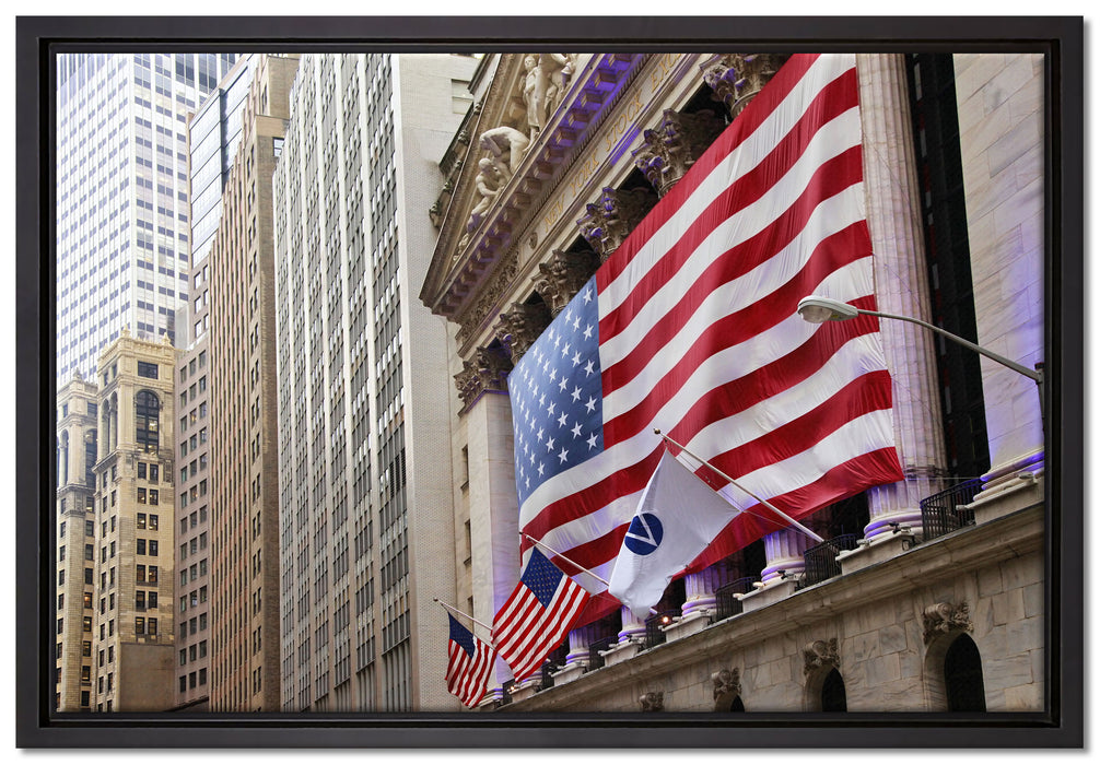 Amerikanische Flagge in New York auf Leinwandbild gerahmt Größe 60x40