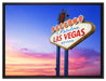 Las Vegas Schild in der Dämmerung auf Leinwandbild gerahmt Größe 80x60