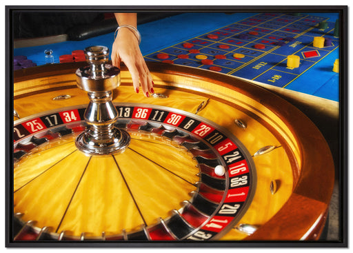 Roulette Tisch in Las Vegas auf Leinwandbild gerahmt Größe 100x70