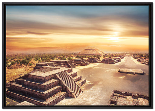Maya Tempel Mexico auf Leinwandbild gerahmt Größe 100x70