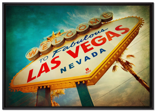 Las Vegas Retro Look auf Leinwandbild gerahmt Größe 100x70