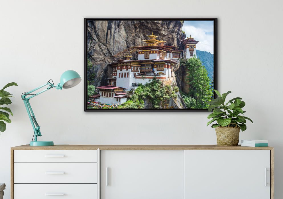 Chinesische Festung im Berg auf Leinwandbild gerahmt verschiedene Größen im Wohnzimmer