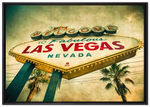 Las Vegas Ortsschild auf Leinwandbild gerahmt Größe 100x70