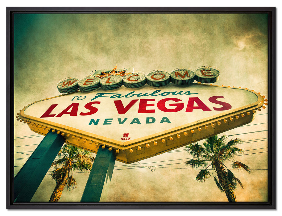 Las Vegas Ortsschild auf Leinwandbild gerahmt Größe 80x60
