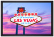 Las Vegas Ortsschild abends auf Leinwandbild gerahmt Größe 60x40