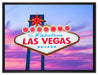 Las Vegas Ortsschild abends auf Leinwandbild gerahmt Größe 80x60