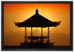 Pagode in Bali im Sonnenuntergang auf Leinwandbild gerahmt Größe 60x40