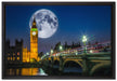 Big Ben vor Mond in London auf Leinwandbild gerahmt Größe 60x40