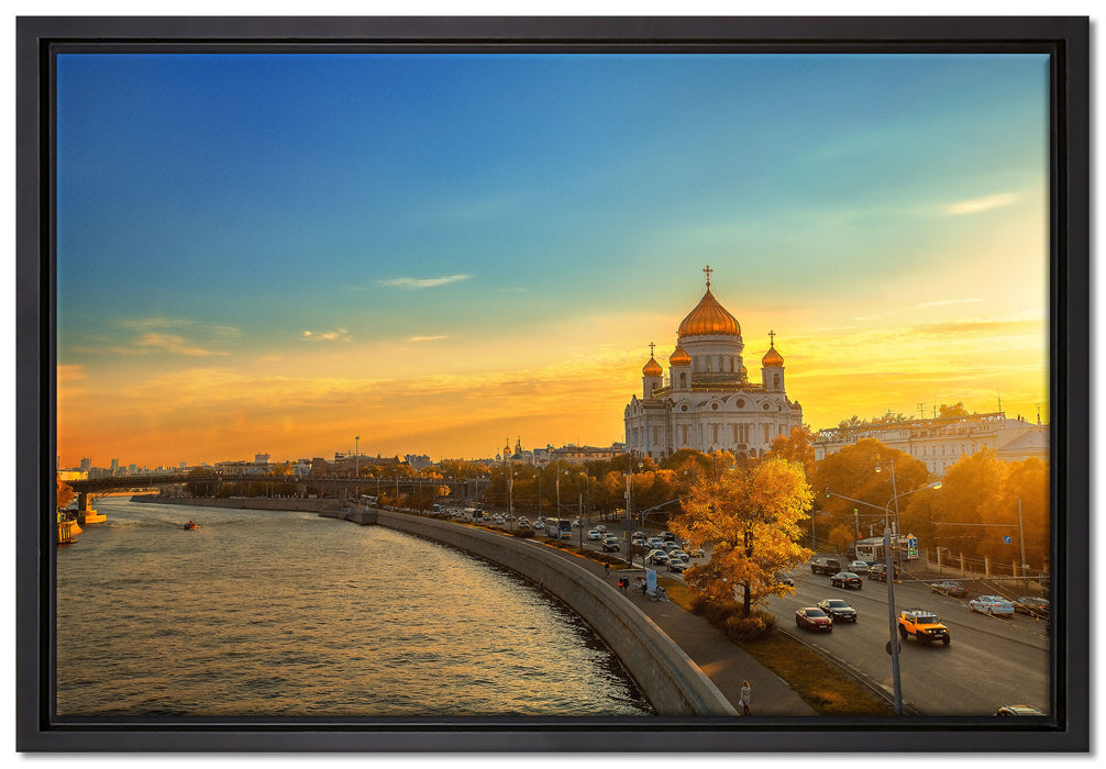 Sonnenuntergang in Moskau auf Leinwandbild gerahmt Größe 60x40