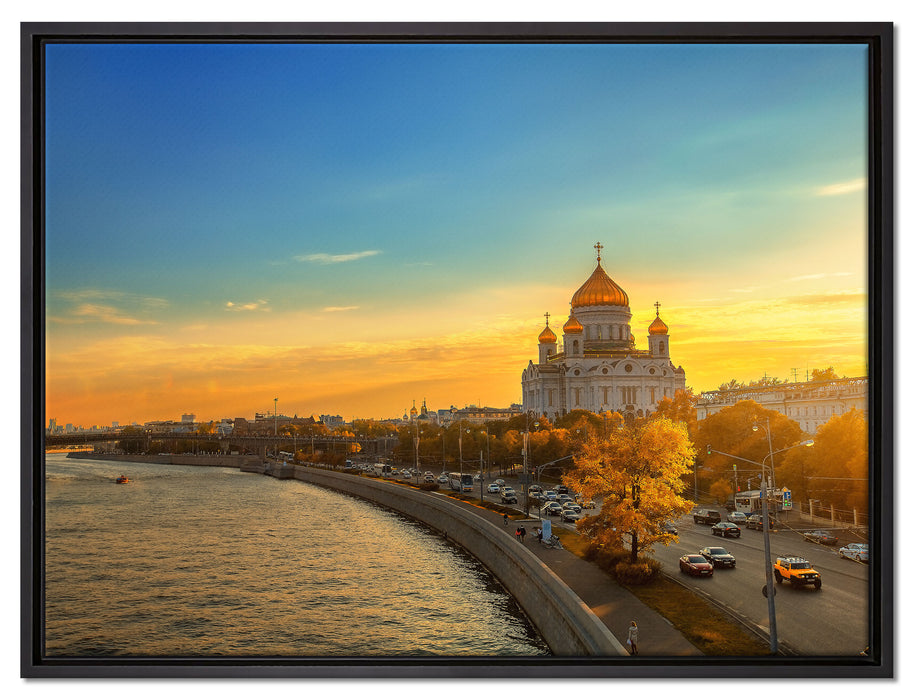 Sonnenuntergang in Moskau auf Leinwandbild gerahmt Größe 80x60
