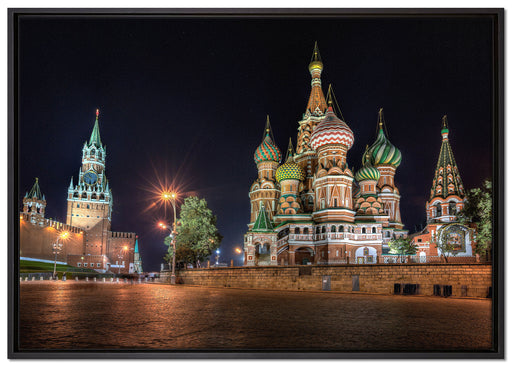 Basilius Kathedrale in Moskau auf Leinwandbild gerahmt Größe 100x70