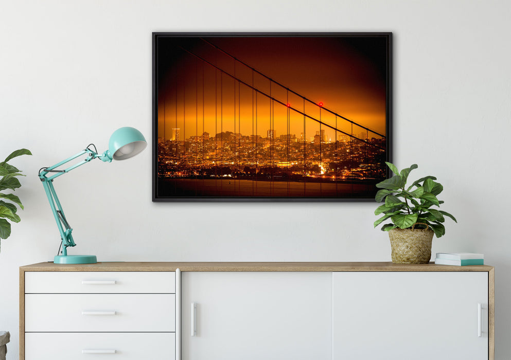 San Francisco Skyline auf Leinwandbild gerahmt verschiedene Größen im Wohnzimmer
