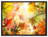 Fliegende bunte Herbstblätter auf Leinwandbild gerahmt Größe 80x60