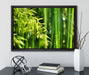 Bambus mit Blättern auf Leinwandbild gerahmt mit Kirschblüten