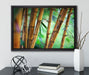 Alter Bambus Wald auf Leinwandbild gerahmt mit Kirschblüten