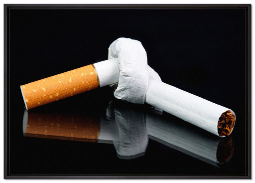 Zigarette mit Knoten Don't Smoke auf Leinwandbild gerahmt Größe 100x70