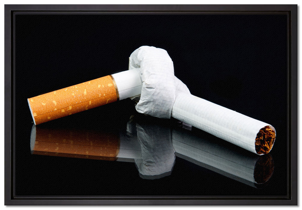 Zigarette mit Knoten Don't Smoke auf Leinwandbild gerahmt Größe 60x40