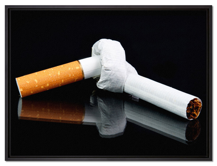 Zigarette mit Knoten Don't Smoke auf Leinwandbild gerahmt Größe 80x60
