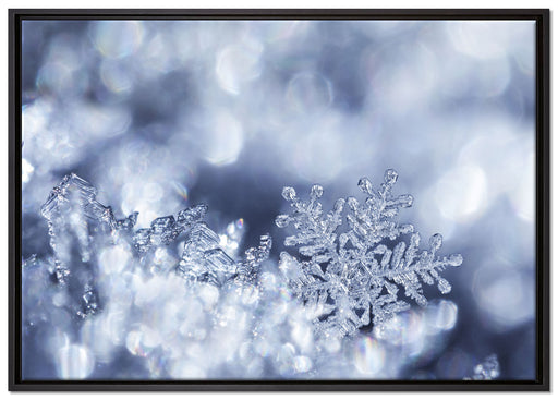 Wunderschöner Eiskristall auf Leinwandbild gerahmt Größe 100x70