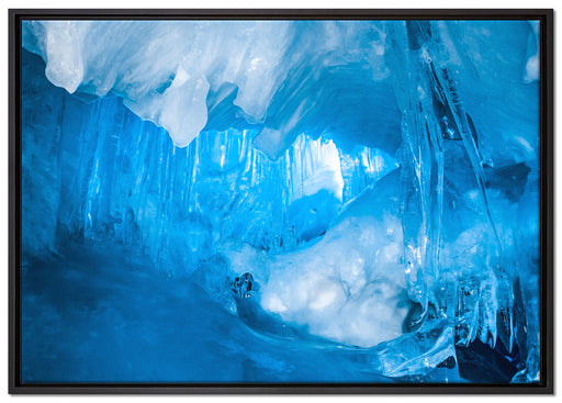 Prächtige Eishöhle auf Leinwandbild gerahmt Größe 100x70