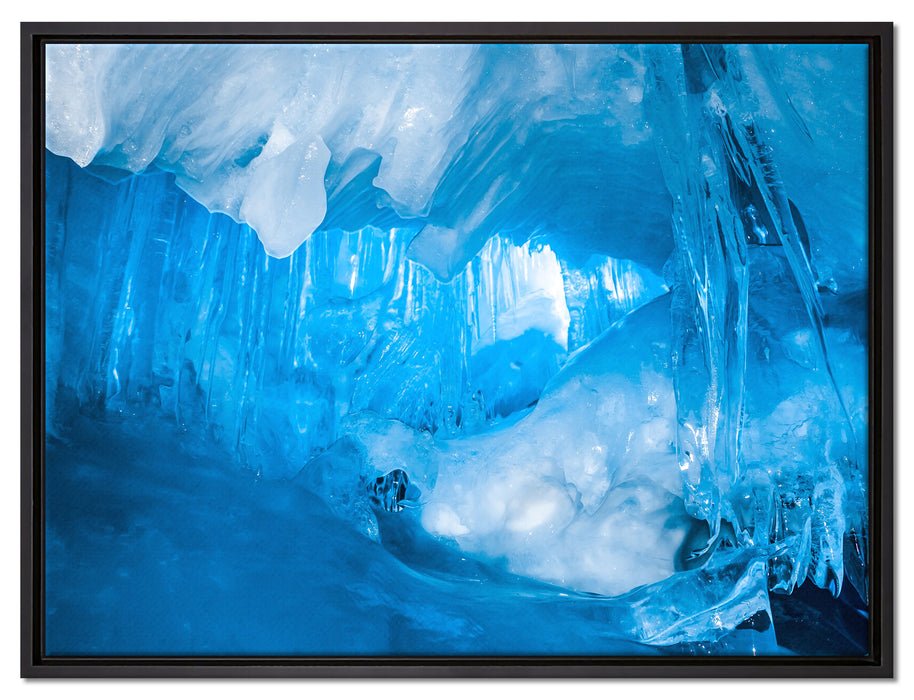 Prächtige Eishöhle auf Leinwandbild gerahmt Größe 80x60