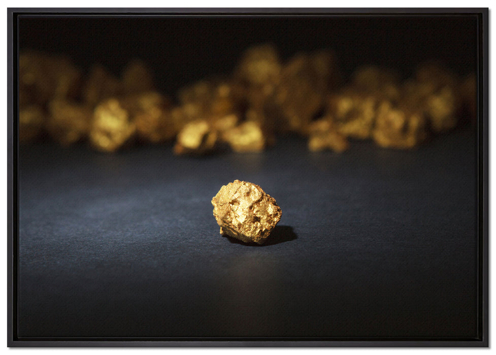 Goldnugget auf Leinwandbild gerahmt Größe 100x70