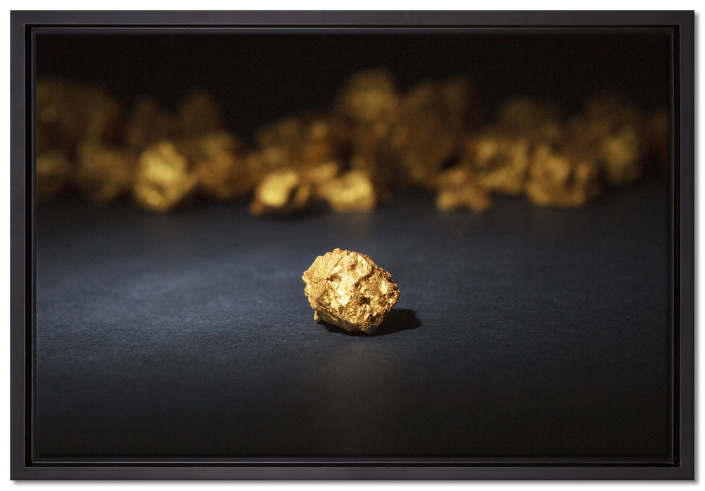Goldnugget auf Leinwandbild gerahmt Größe 60x40