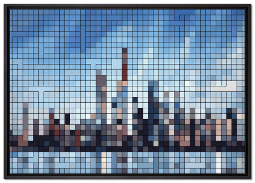New York Pixel Skyline auf Leinwandbild gerahmt Größe 100x70