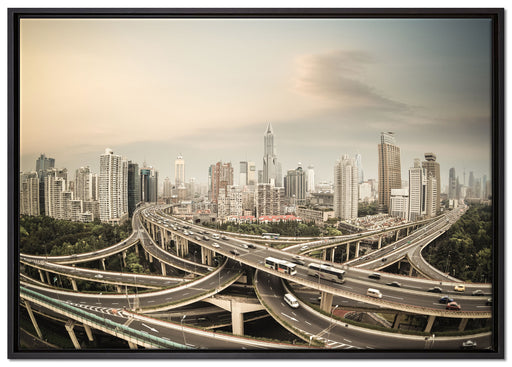 Beeindruckende Shanghai Autobahn auf Leinwandbild gerahmt Größe 100x70